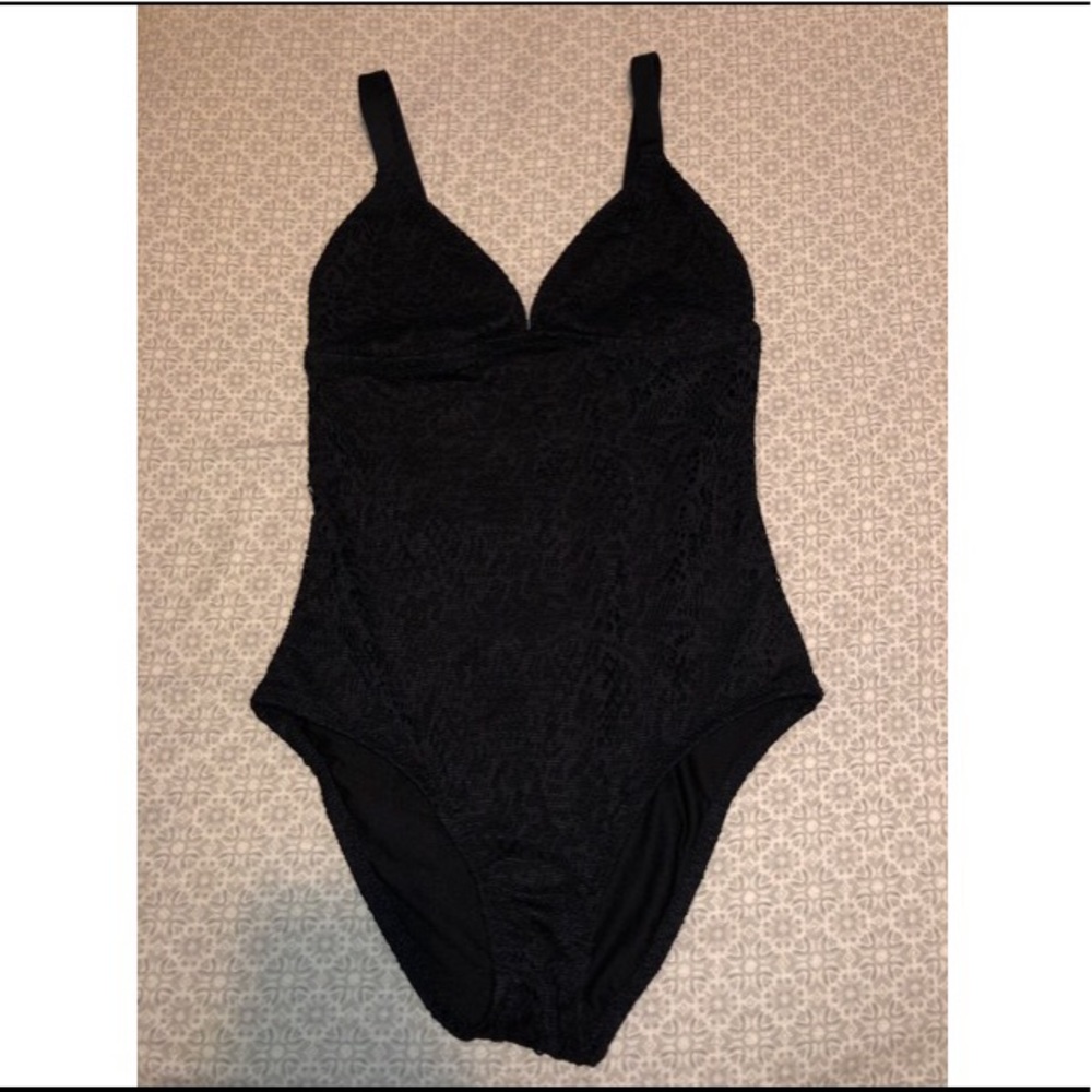 Black one piece bathing suit